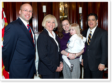 Russell Allen, Western and Central Pa Epilepsy Foundation Executive Director Judith Painter, Jennifer Allen and  Maggie Allen (being held)