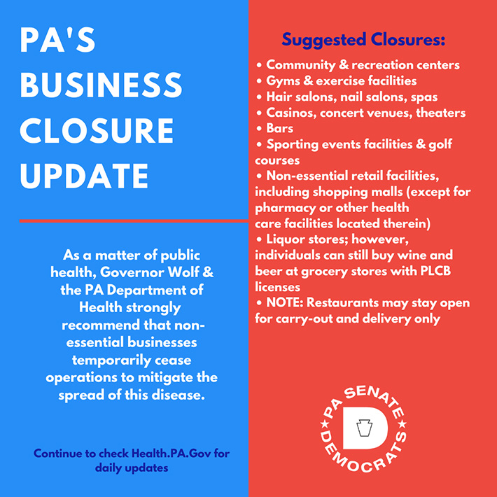 PA's Business Closure Update